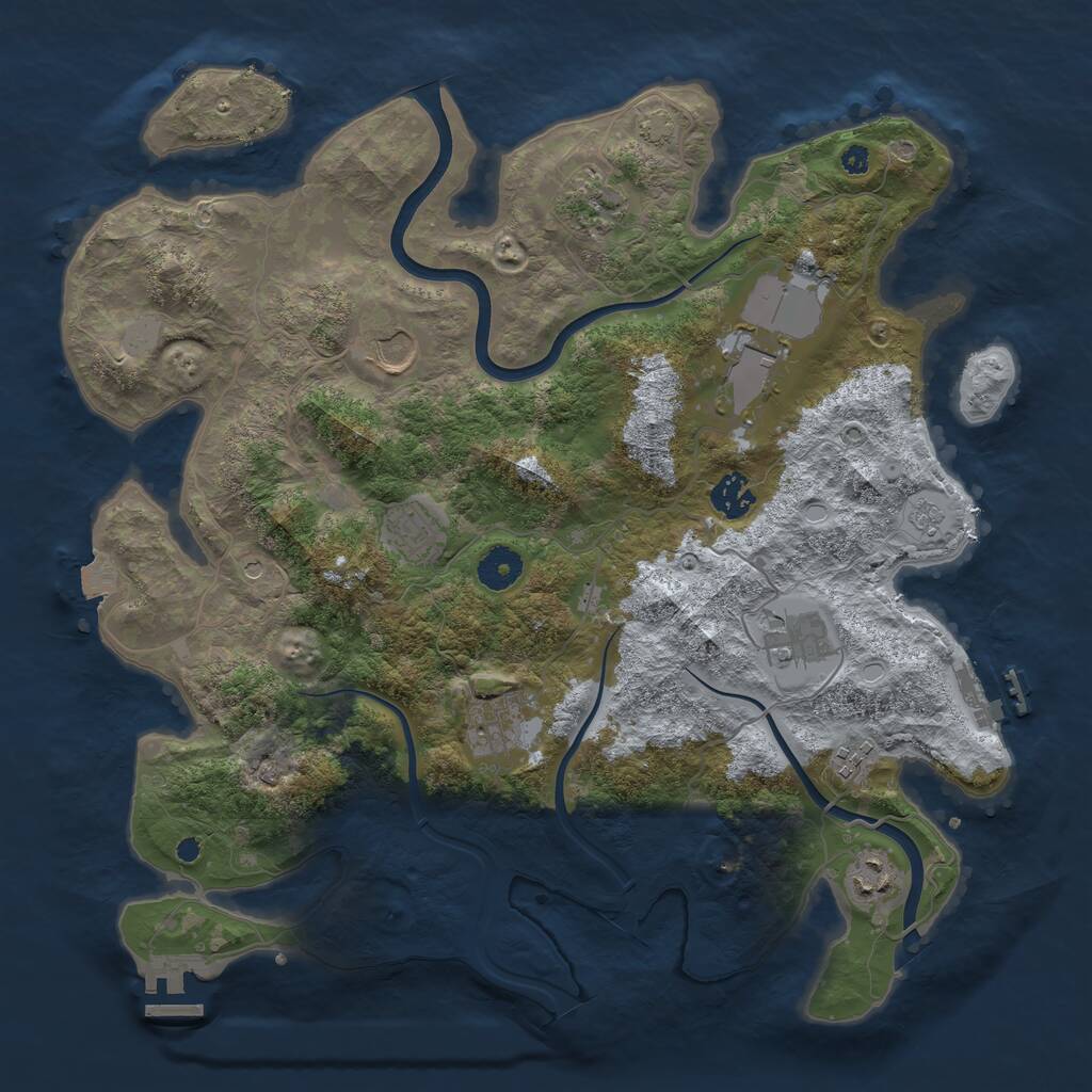 Rust Map: Procedural Map, Size: 3800, Seed: 77819, 15 Monuments
