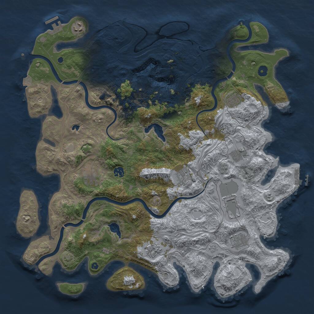 Rust Map: Procedural Map, Size: 4500, Seed: 488175, 16 Monuments