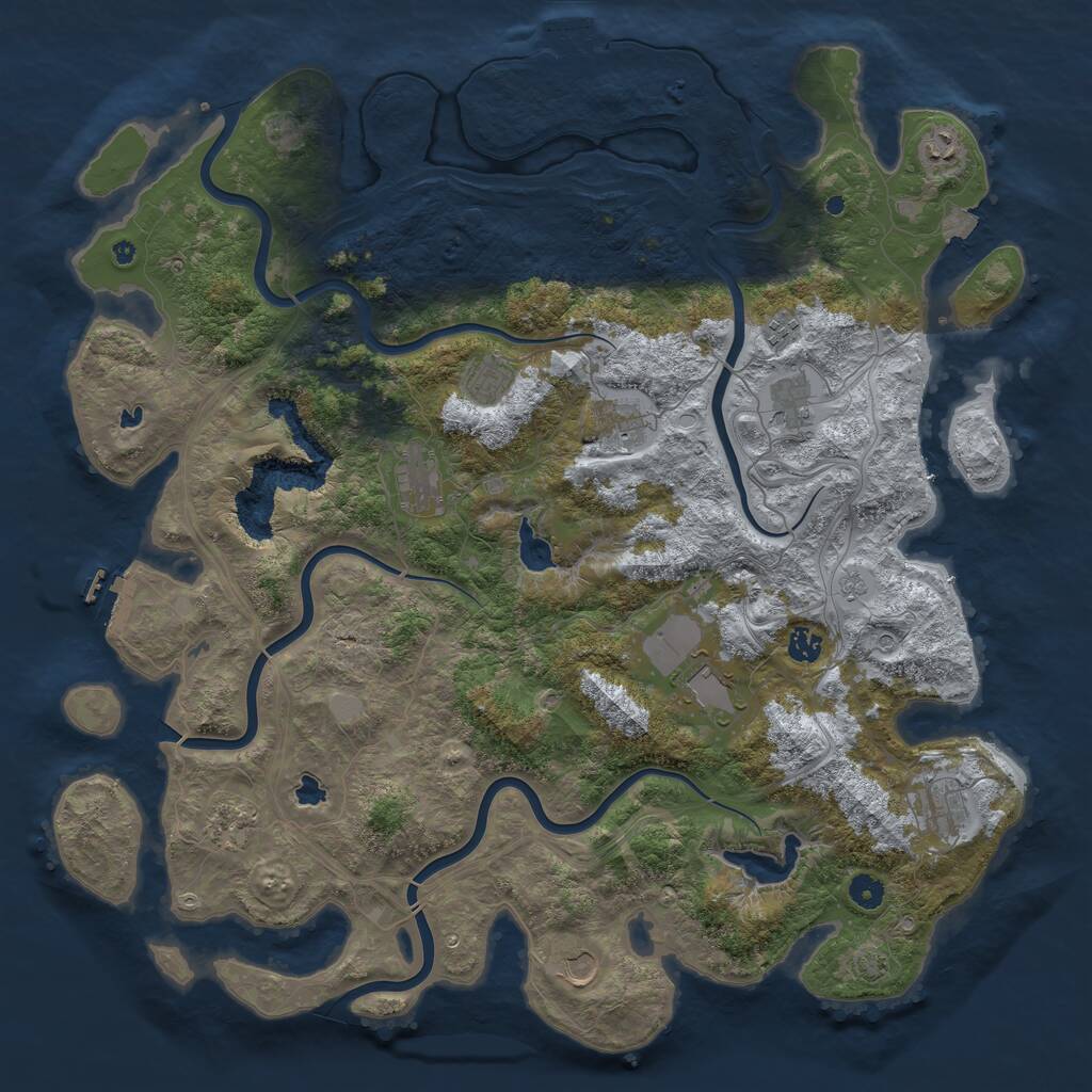 Rust Map: Procedural Map, Size: 4750, Seed: 673490, 17 Monuments