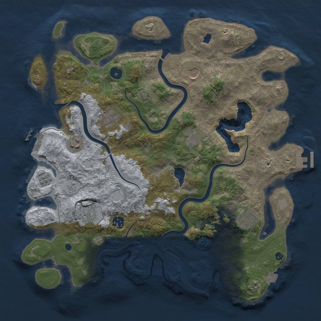 Rust Map: Procedural Map, Size: 4000, Seed: 190119, 14 Monuments