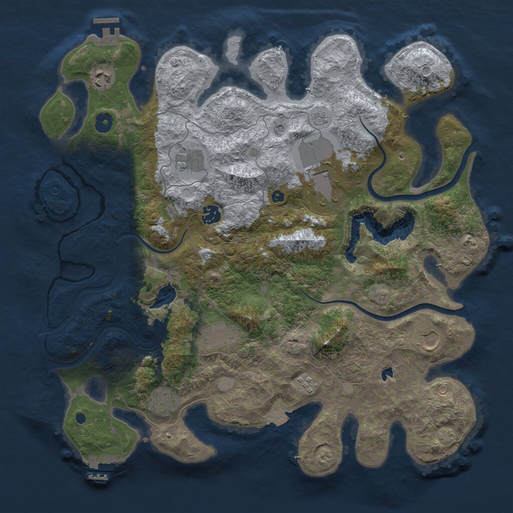 Rust Map: Procedural Map, Size: 4000, Seed: 346730658, 14 Monuments