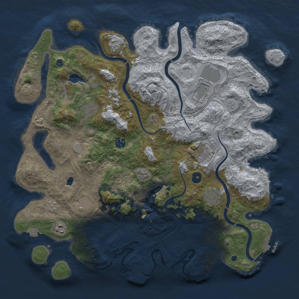 Rust Map: Procedural Map, Size: 4250, Seed: 429037, 14 Monuments