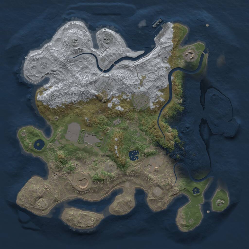Rust Map: Procedural Map, Size: 3500, Seed: 805332, 14 Monuments