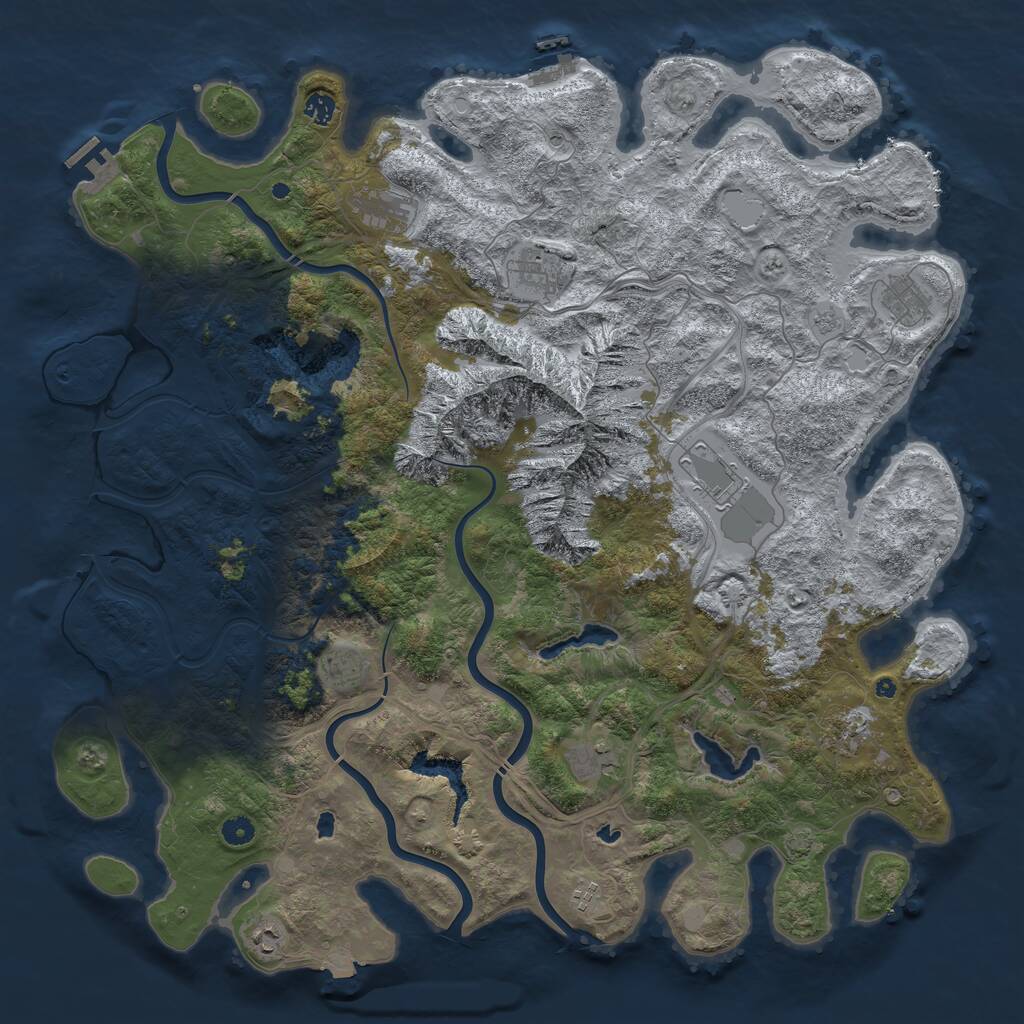 Rust Map: Procedural Map, Size: 5000, Seed: 866812, 16 Monuments