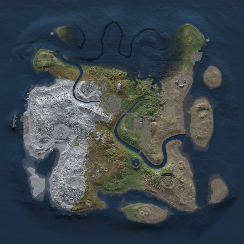 Rust Map: Procedural Map, Size: 3000, Seed: 370530, 10 Monuments