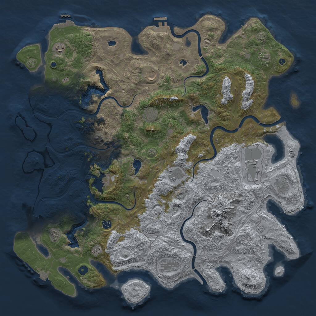 Rust Map: Procedural Map, Size: 5000, Seed: 373368, 17 Monuments