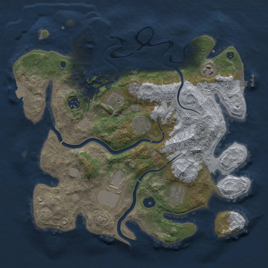 Rust Map: Procedural Map, Size: 3500, Seed: 156589610, 12 Monuments