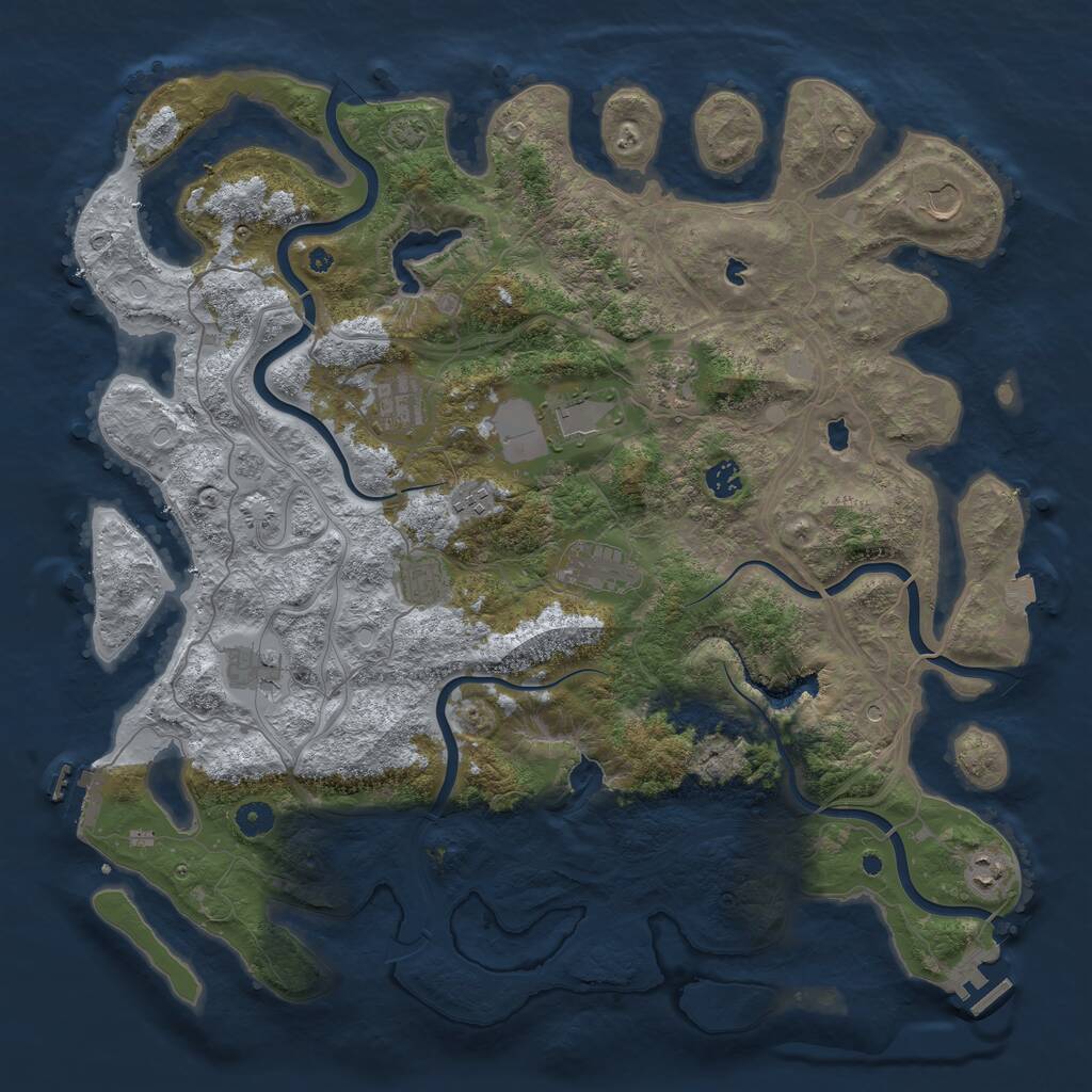 Rust Map: Procedural Map, Size: 4500, Seed: 1390707569, 16 Monuments