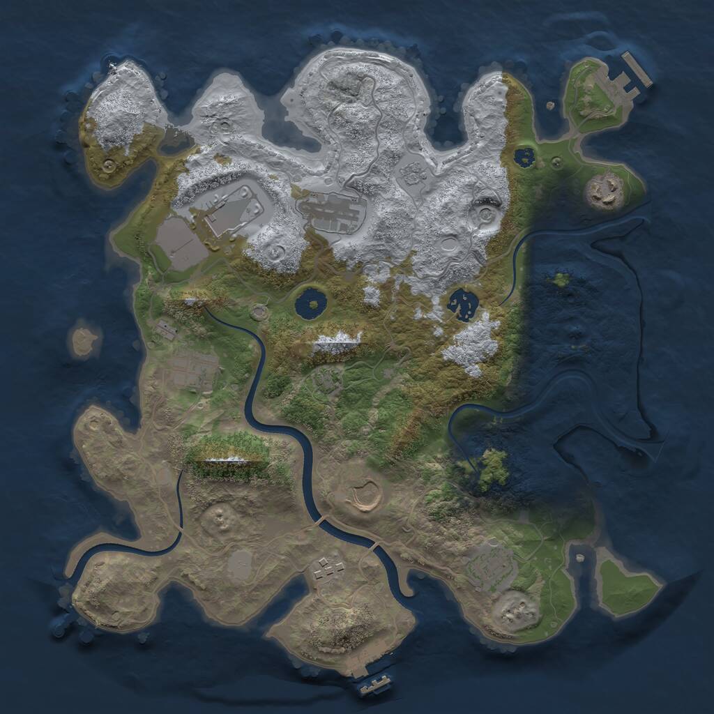 Rust Map: Procedural Map, Size: 3500, Seed: 672846, 14 Monuments