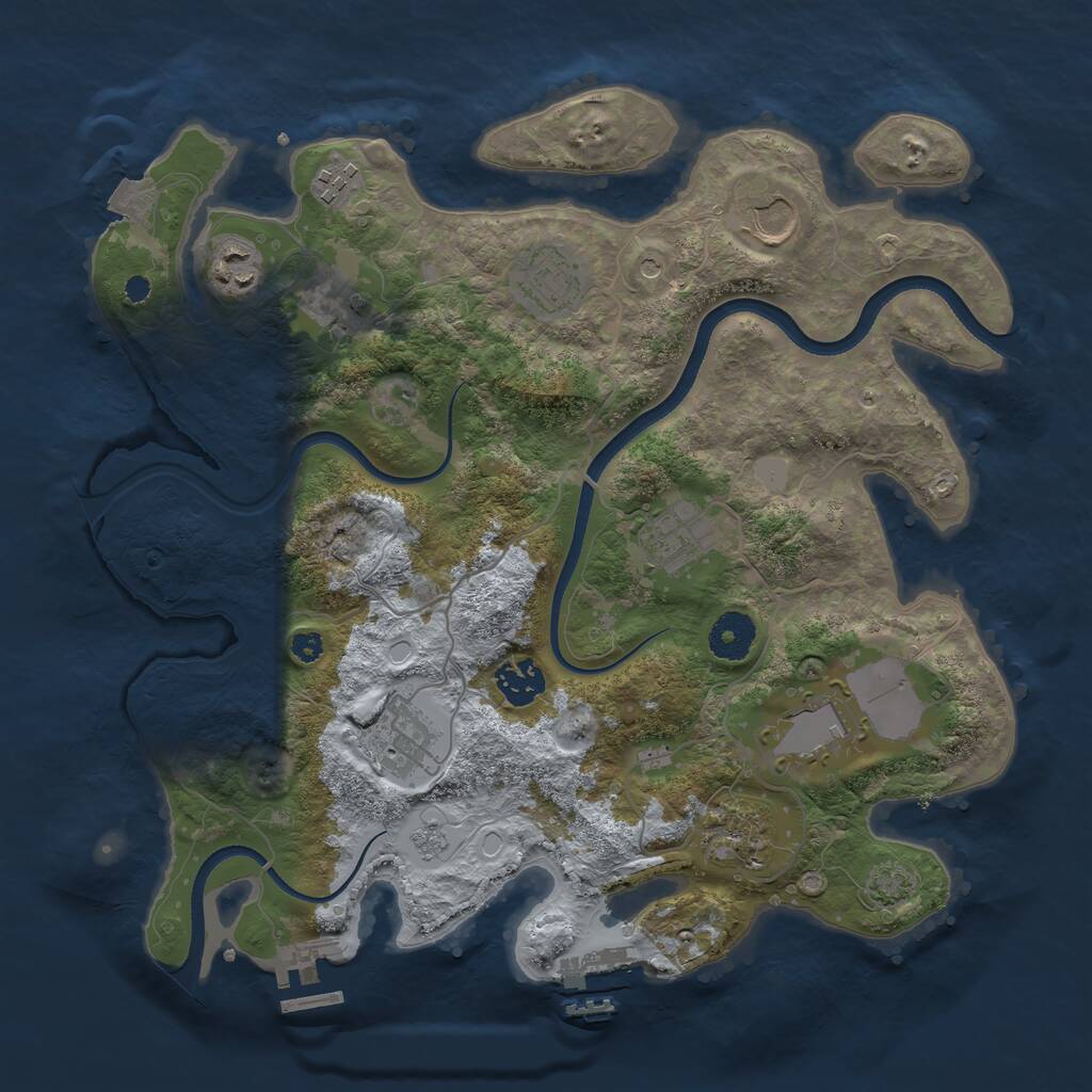 Rust Map: Procedural Map, Size: 3500, Seed: 916032498, 16 Monuments