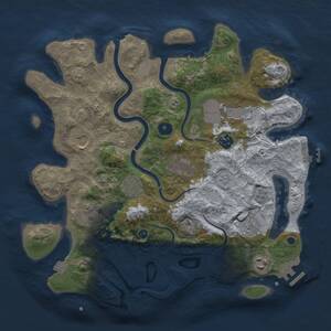 Thumbnail Rust Map: Procedural Map, Size: 3600, Seed: 1334087345, 15 Monuments
