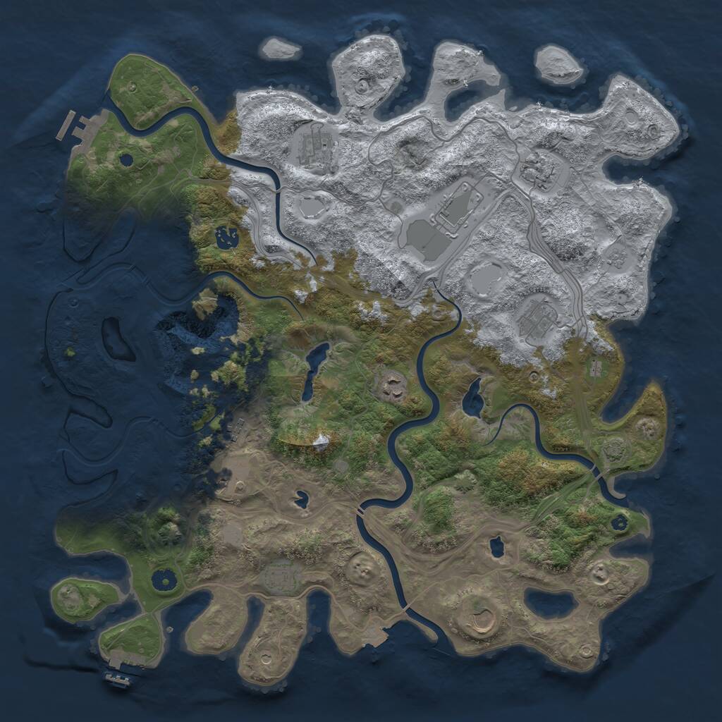 Rust Map: Procedural Map, Size: 4500, Seed: 27452377, 16 Monuments