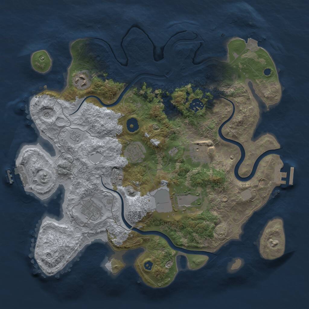 Rust Map: Procedural Map, Size: 3500, Seed: 948271, 13 Monuments