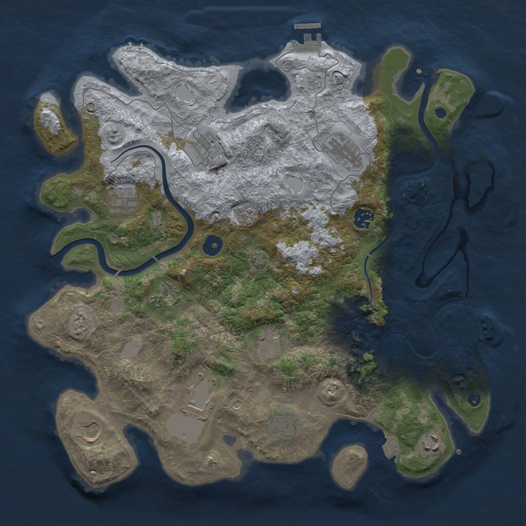 Rust Map: Procedural Map, Size: 3950, Seed: 936253738, 17 Monuments