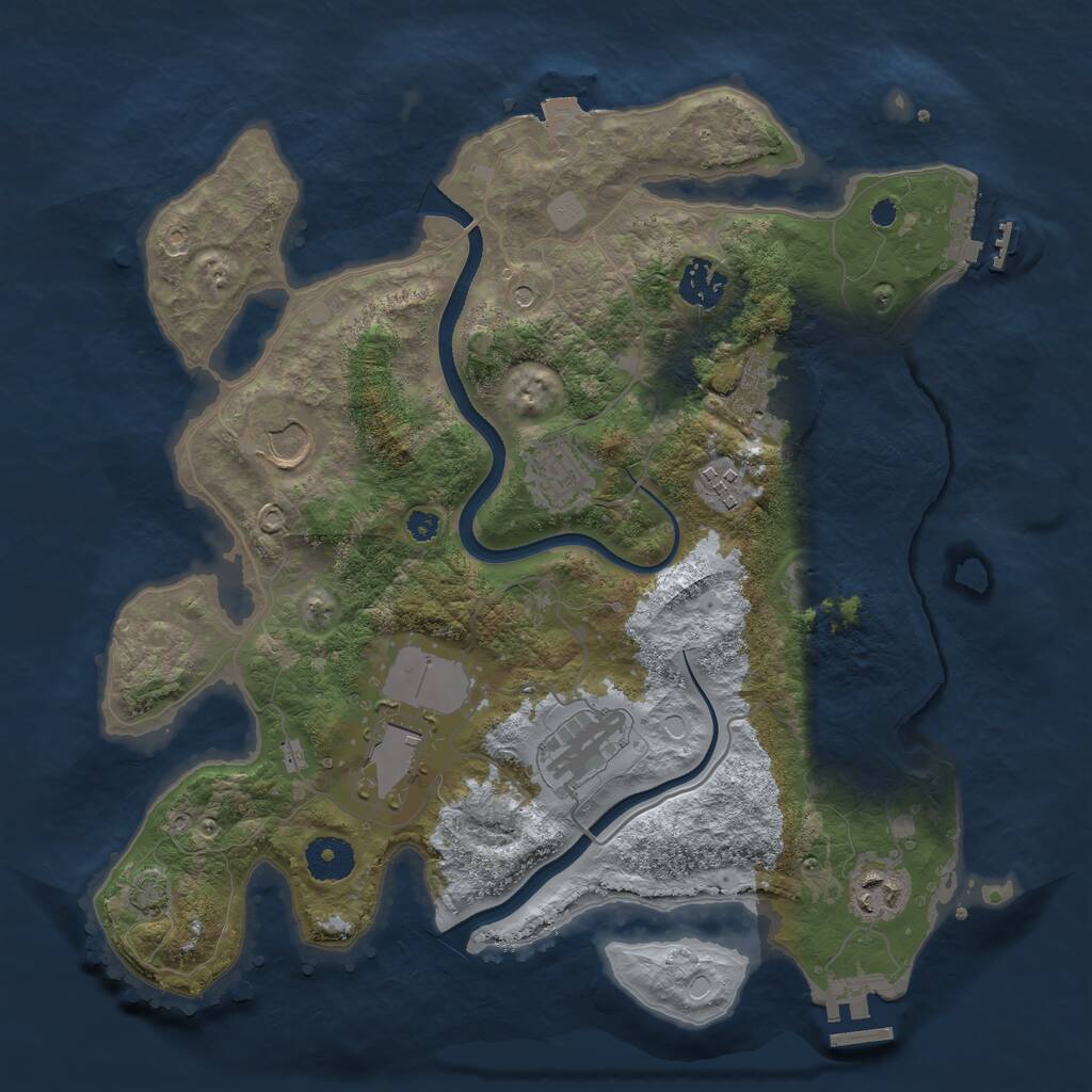 Rust Map: Procedural Map, Size: 3500, Seed: 325505, 13 Monuments