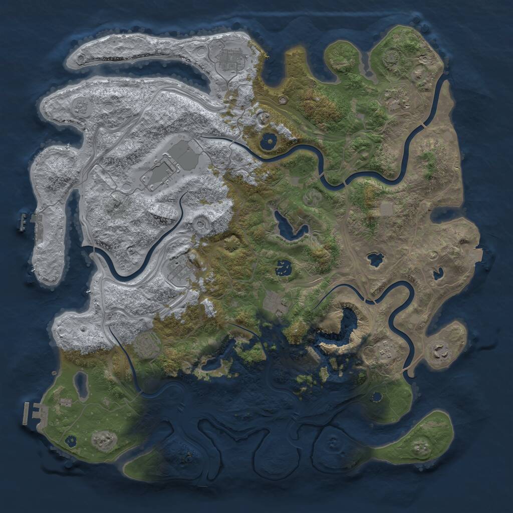 Rust Map: Procedural Map, Size: 4500, Seed: 505027, 15 Monuments