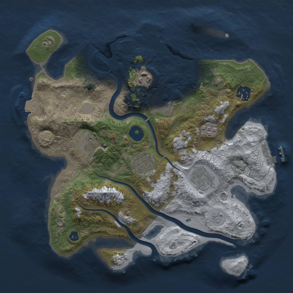 Rust Map: Procedural Map, Size: 3000, Seed: 1054392799, 13 Monuments
