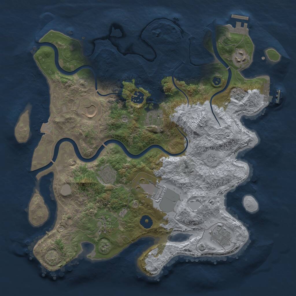 Rust Map: Procedural Map, Size: 3500, Seed: 1601635307, 15 Monuments