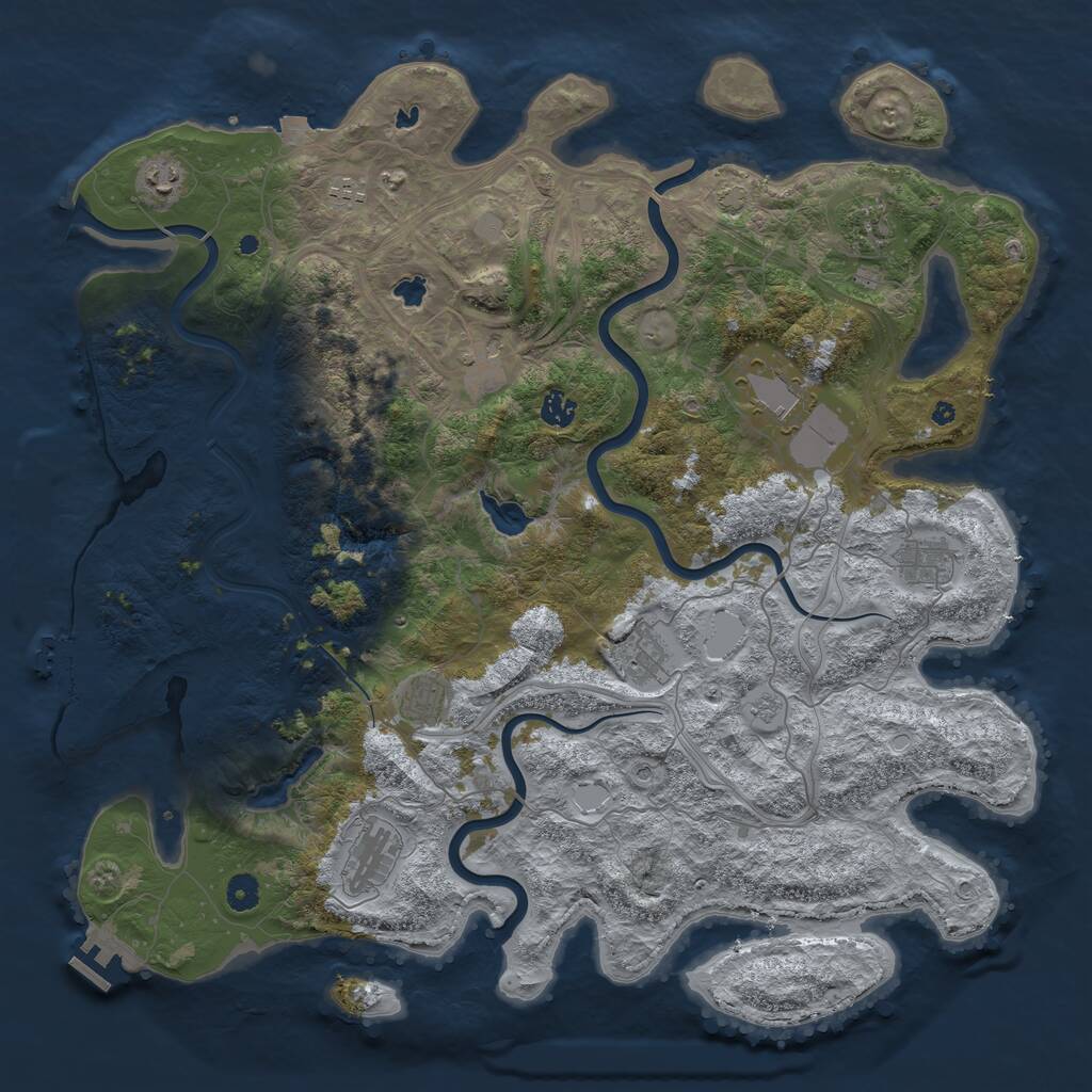 Rust Map: Procedural Map, Size: 4600, Seed: 869352645, 16 Monuments