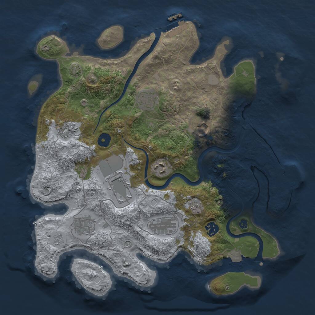 Rust Map: Procedural Map, Size: 3500, Seed: 213531, 15 Monuments