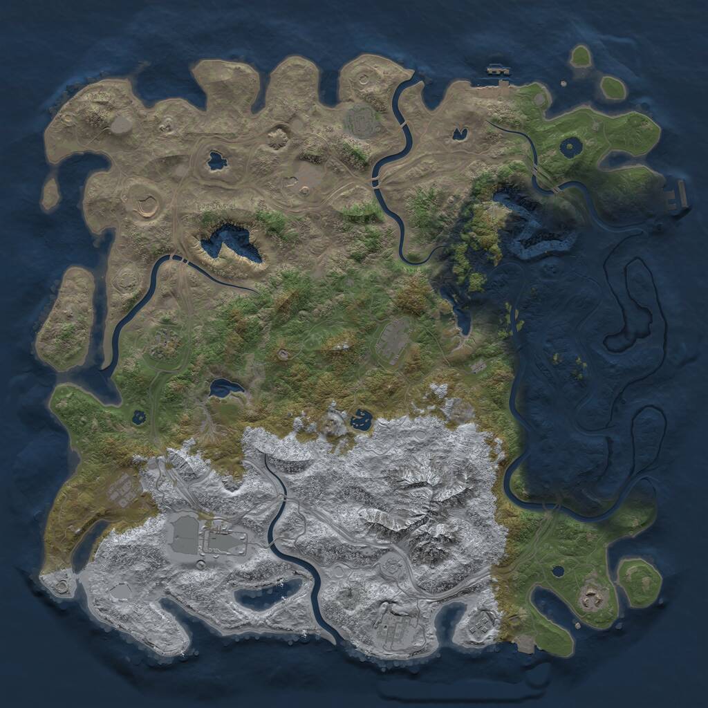 Rust Map: Procedural Map, Size: 5000, Seed: 729311, 17 Monuments