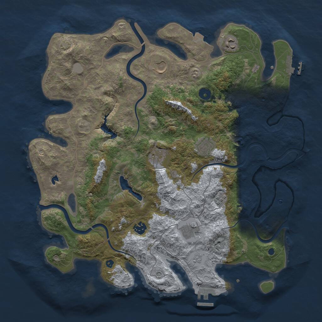 Rust Map: Procedural Map, Size: 4000, Seed: 1432341209, 13 Monuments