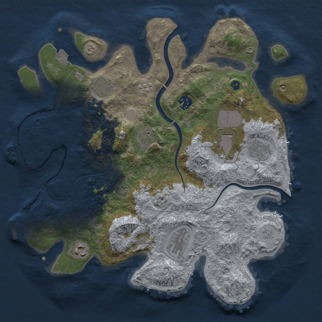 Rust Map: Procedural Map, Size: 3500, Seed: 196377, 14 Monuments
