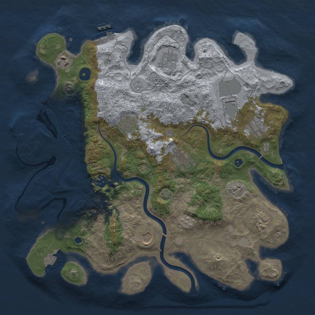 Rust Map: Procedural Map, Size: 3800, Seed: 172518, 16 Monuments