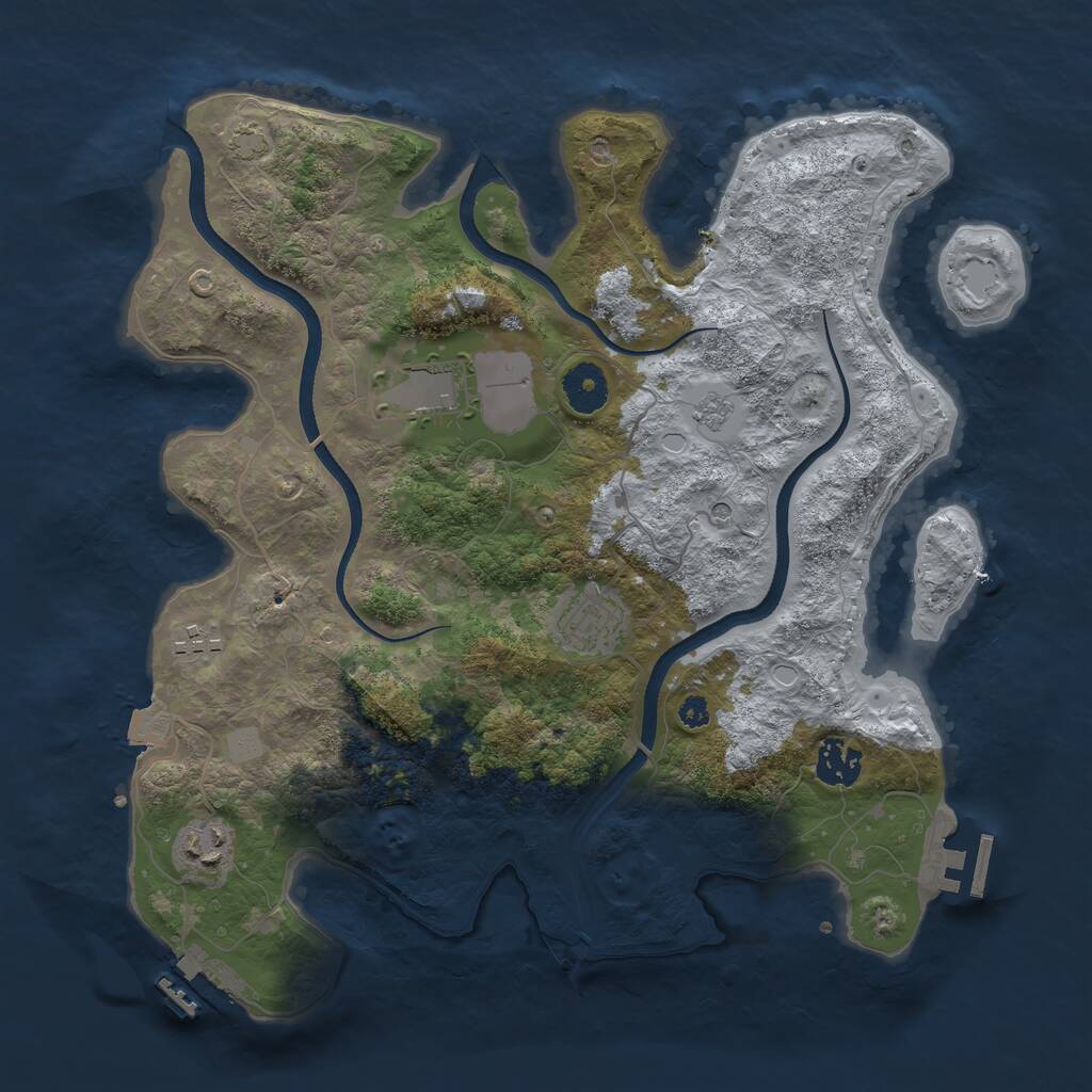 Rust Map: Procedural Map, Size: 3500, Seed: 444719726, 11 Monuments