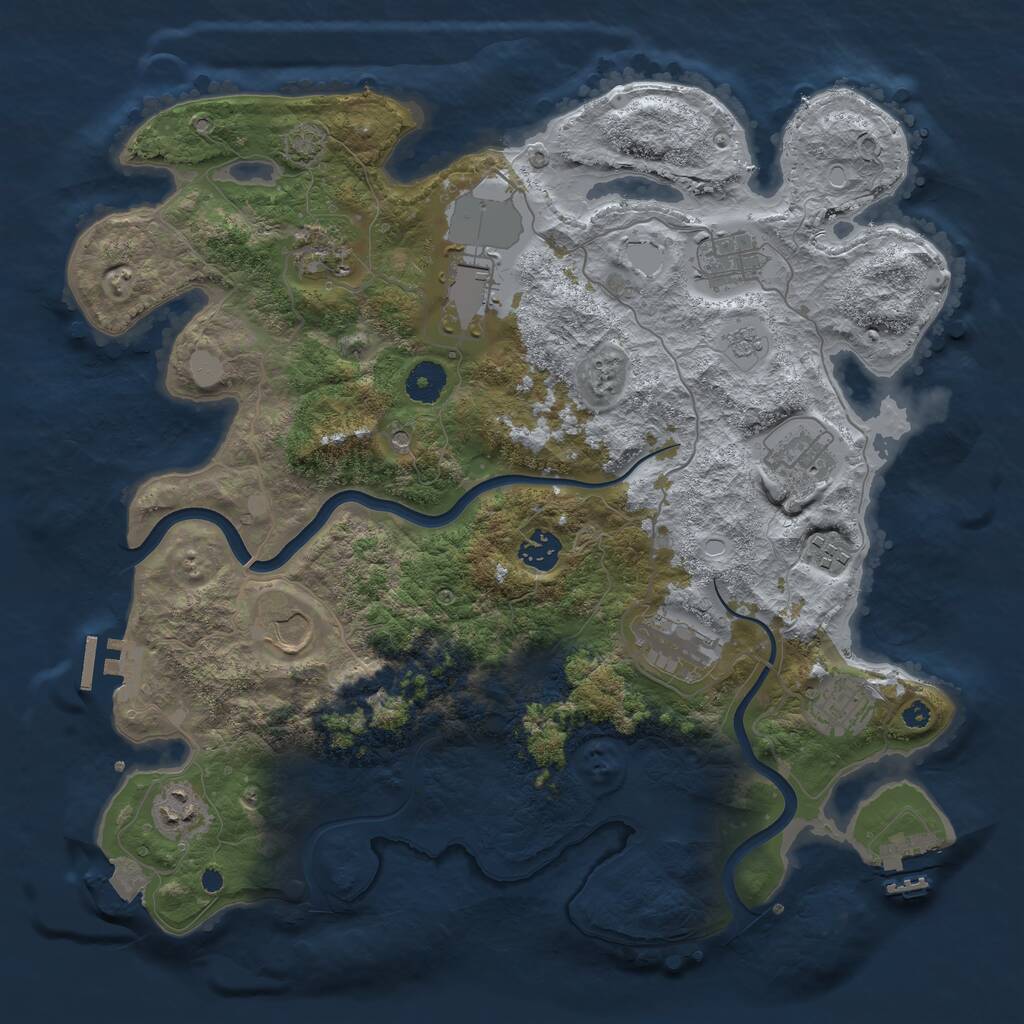 Rust Map: Procedural Map, Size: 3800, Seed: 563282215, 16 Monuments