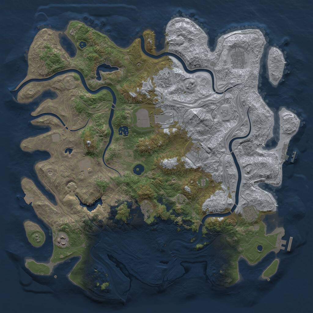 Rust Map: Procedural Map, Size: 4400, Seed: 4208008, 16 Monuments