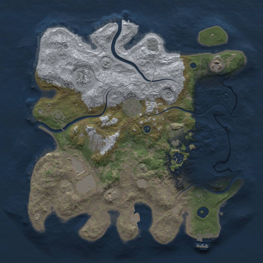 Rust Map: Procedural Map, Size: 3500, Seed: 321394, 13 Monuments