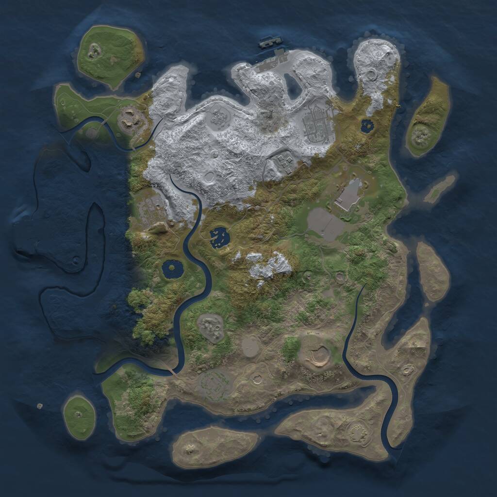 Rust Map: Procedural Map, Size: 3600, Seed: 688245763, 14 Monuments