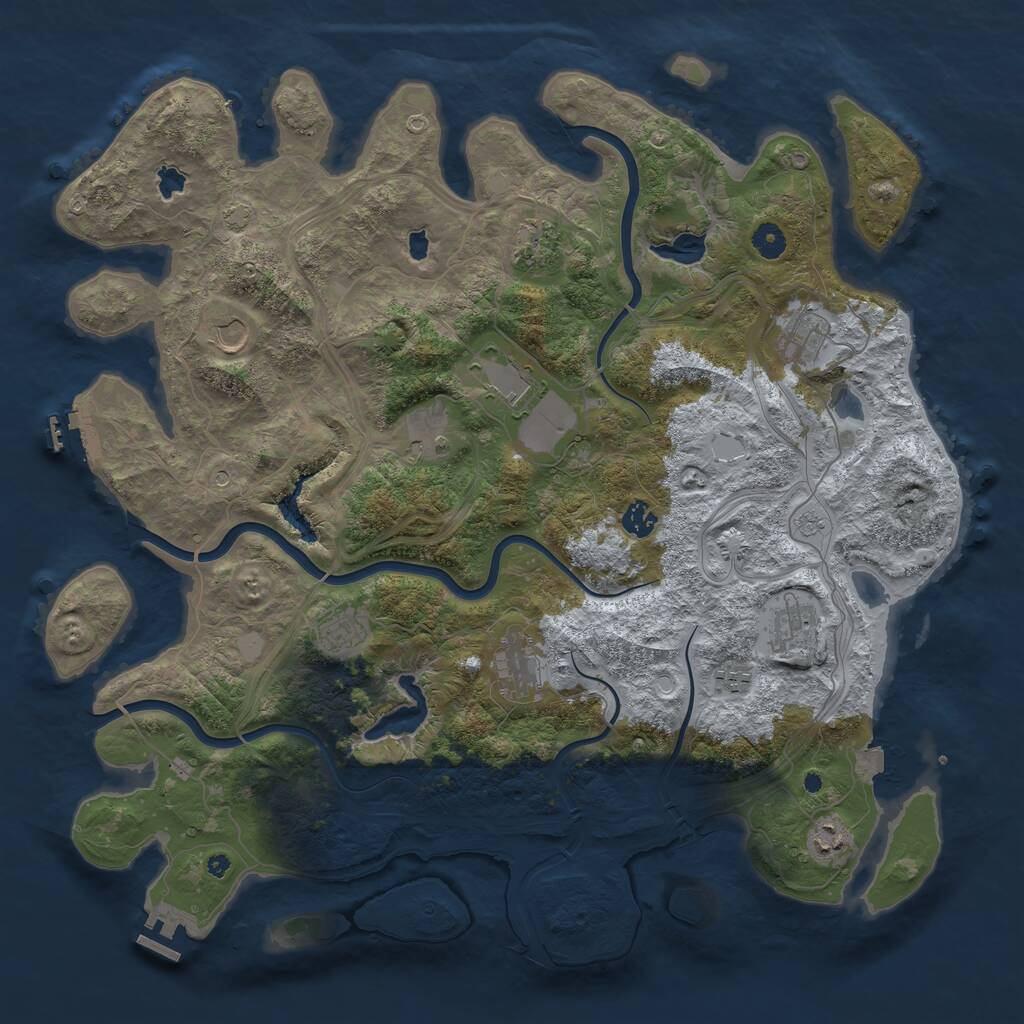 Rust Map: Procedural Map, Size: 4500, Seed: 777895, 17 Monuments