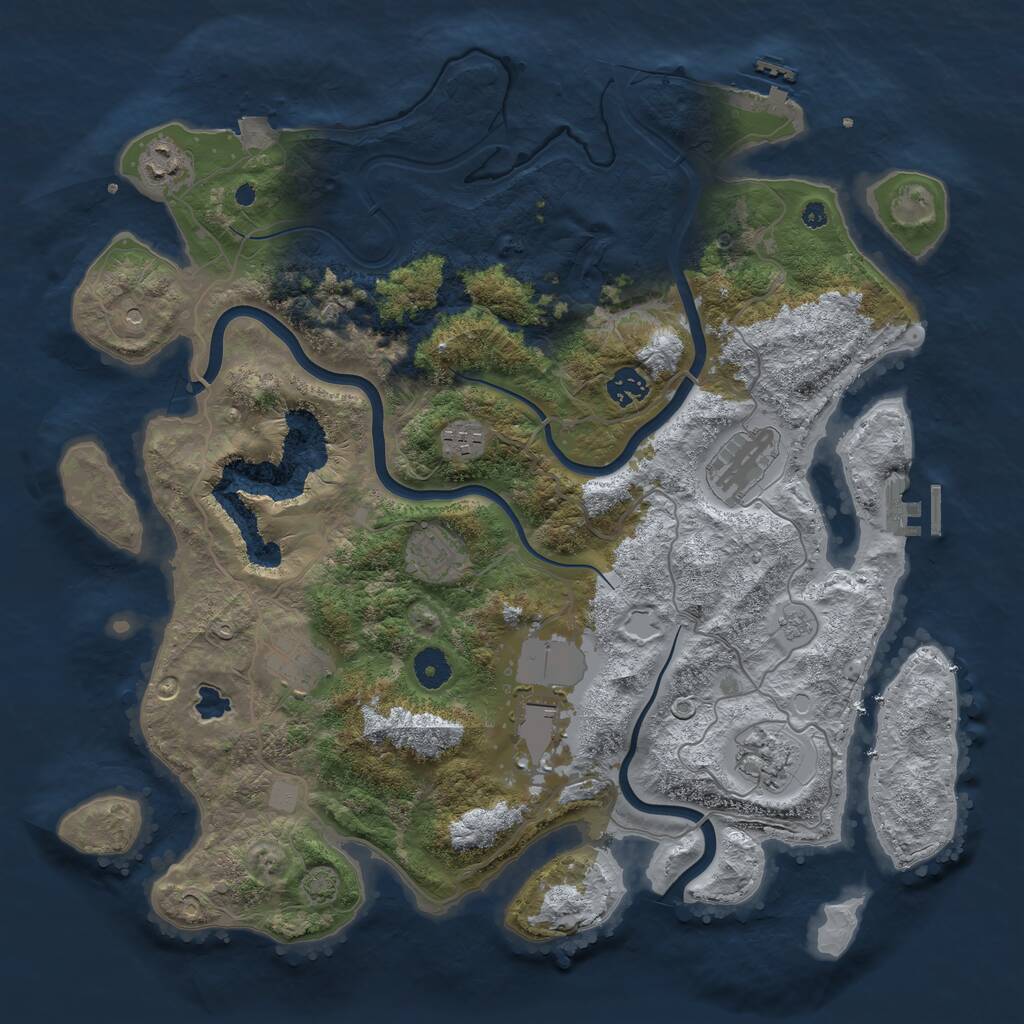Rust Map: Procedural Map, Size: 4000, Seed: 930662734, 14 Monuments