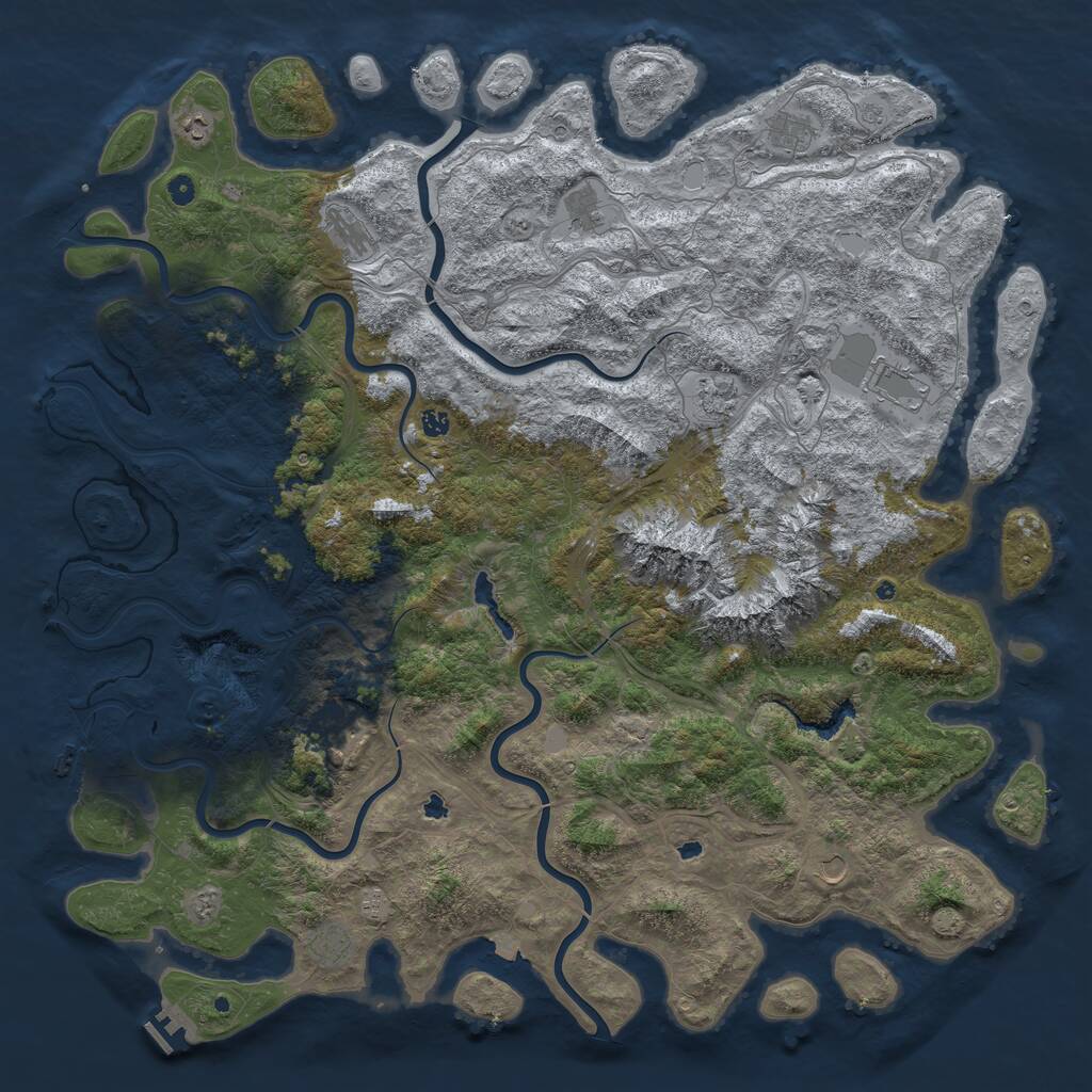 Rust Map: Procedural Map, Size: 5800, Seed: 431318317, 19 Monuments