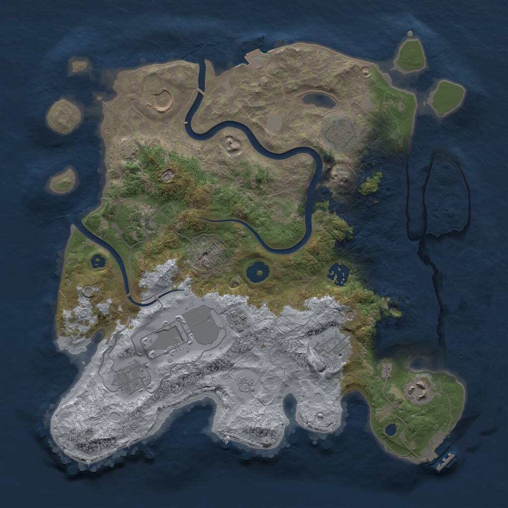 Rust Map: Procedural Map, Size: 3500, Seed: 1466790567, 14 Monuments