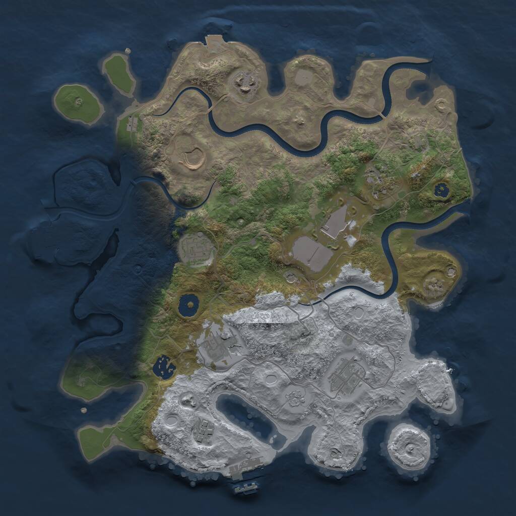 Rust Map: Procedural Map, Size: 3500, Seed: 985286, 15 Monuments