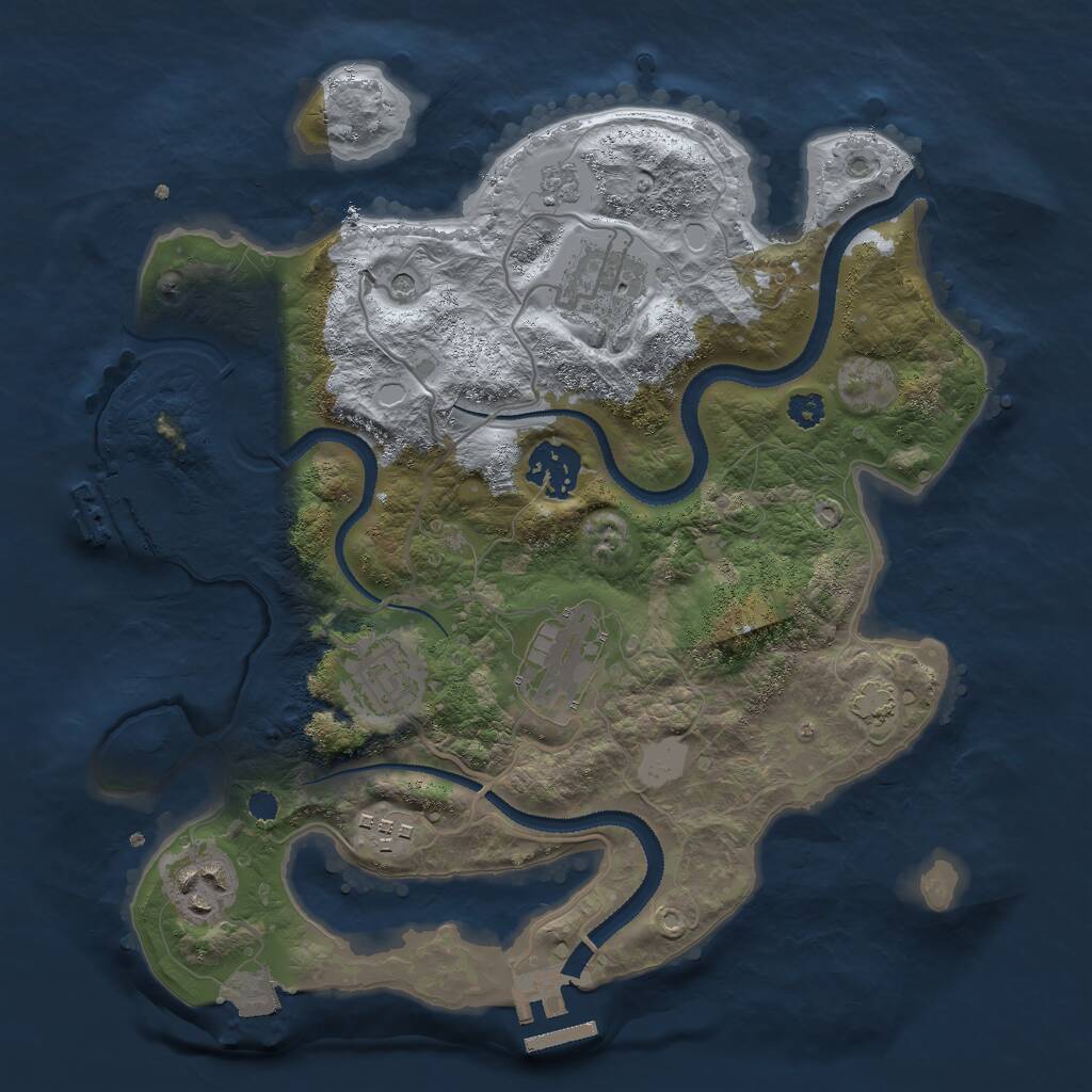 Rust Map: Procedural Map, Size: 3000, Seed: 391298372, 12 Monuments