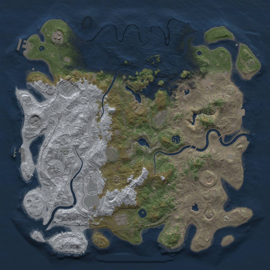 Rust Map: Procedural Map, Size: 4750, Seed: 598871, 17 Monuments
