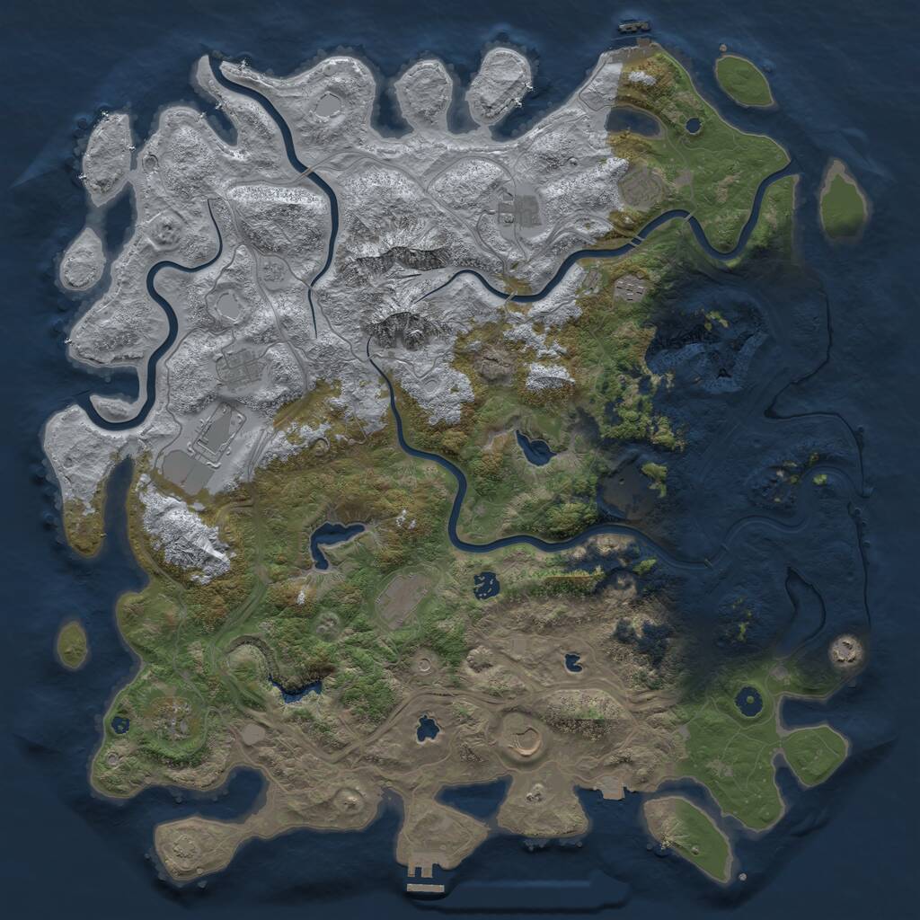 Rust Map: Procedural Map, Size: 5000, Seed: 697811878, 17 Monuments