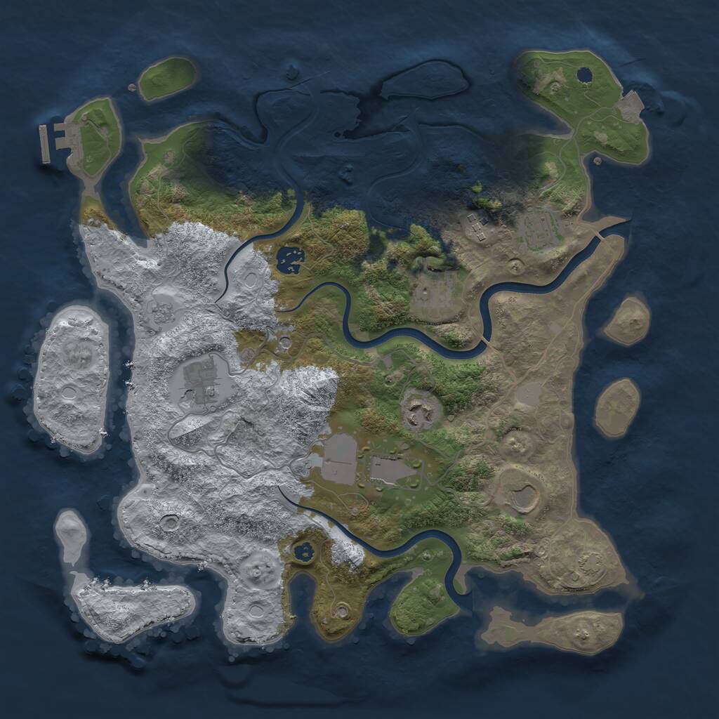 Rust Map: Procedural Map, Size: 3750, Seed: 272247, 13 Monuments