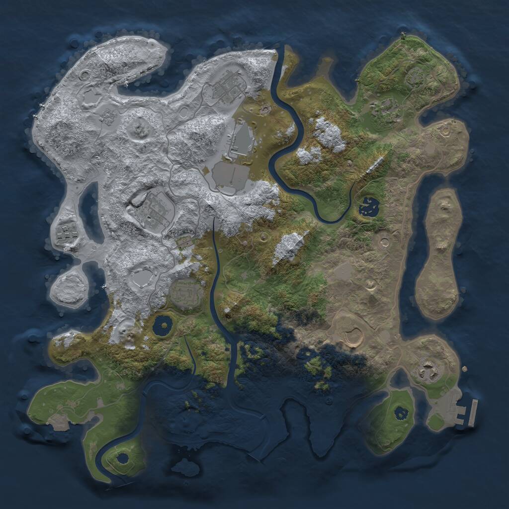Rust Map: Procedural Map, Size: 3750, Seed: 353060, 14 Monuments