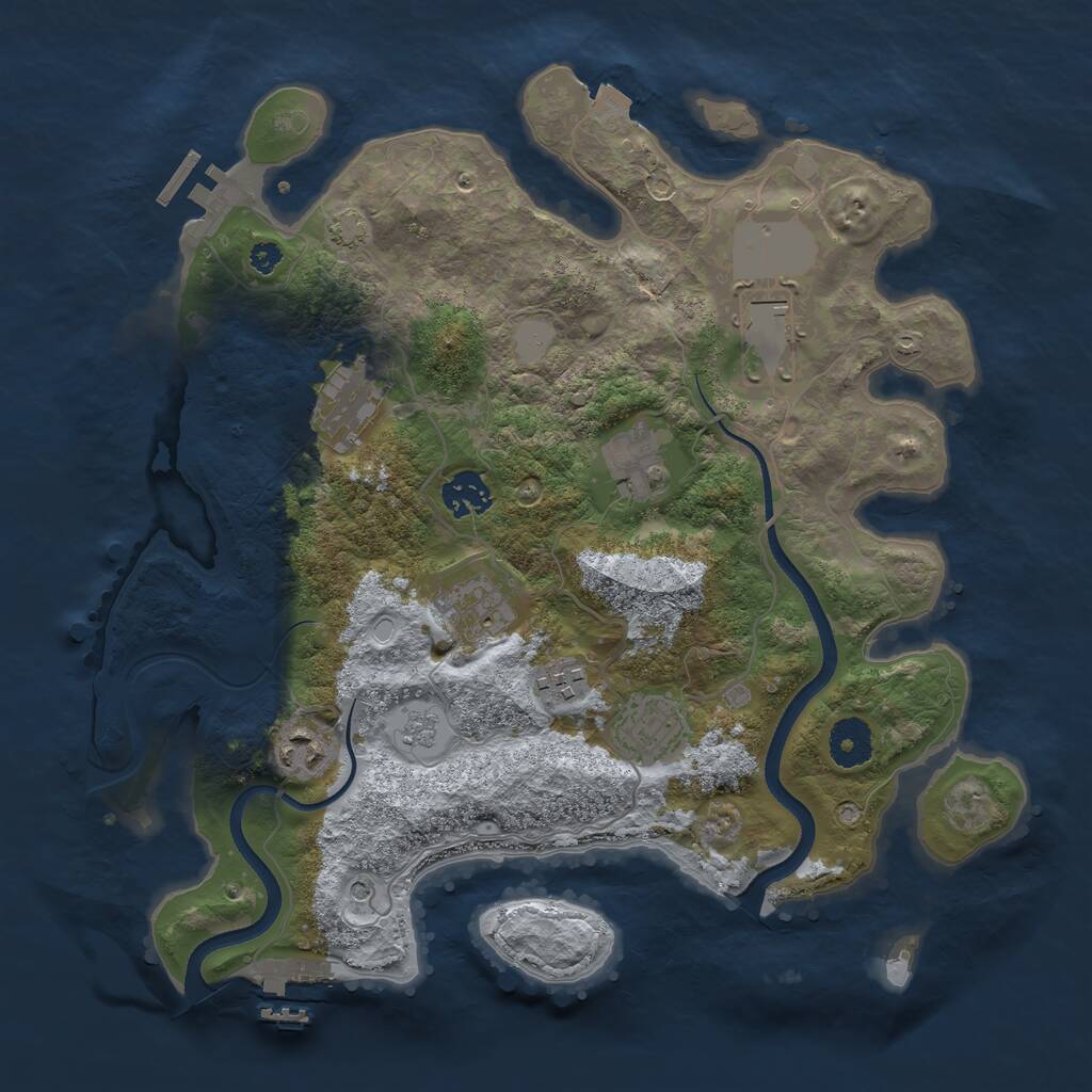 Rust Map: Procedural Map, Size: 3500, Seed: 749687, 14 Monuments