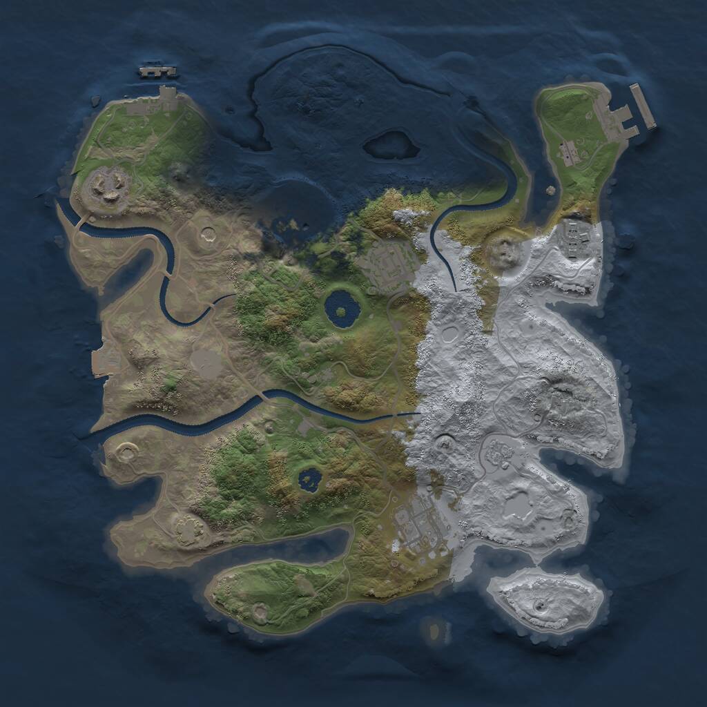 Rust Map: Procedural Map, Size: 3000, Seed: 50579, 11 Monuments