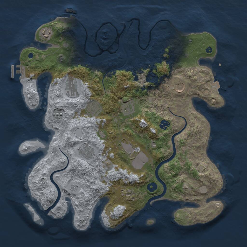 Rust Map: Procedural Map, Size: 3800, Seed: 4586175, 16 Monuments