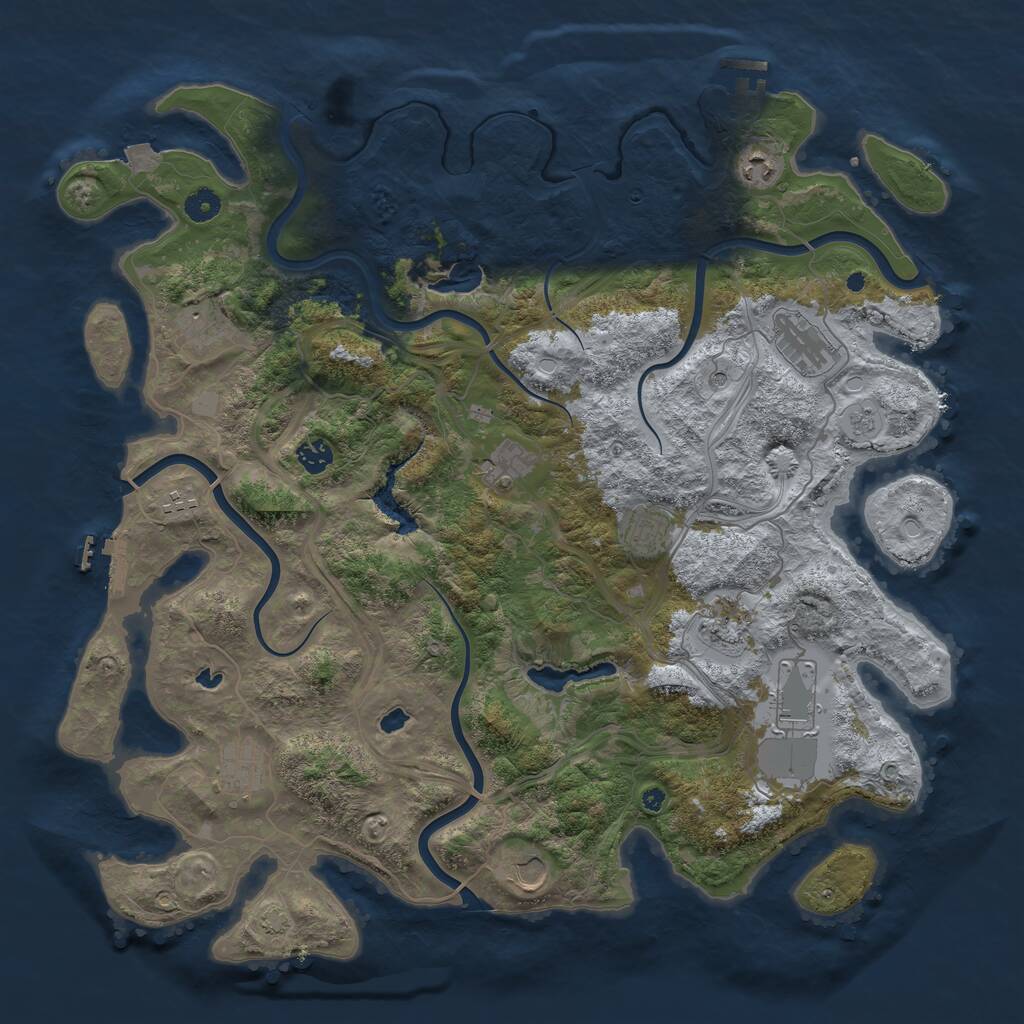 Rust Map: Procedural Map, Size: 4500, Seed: 761854235, 17 Monuments