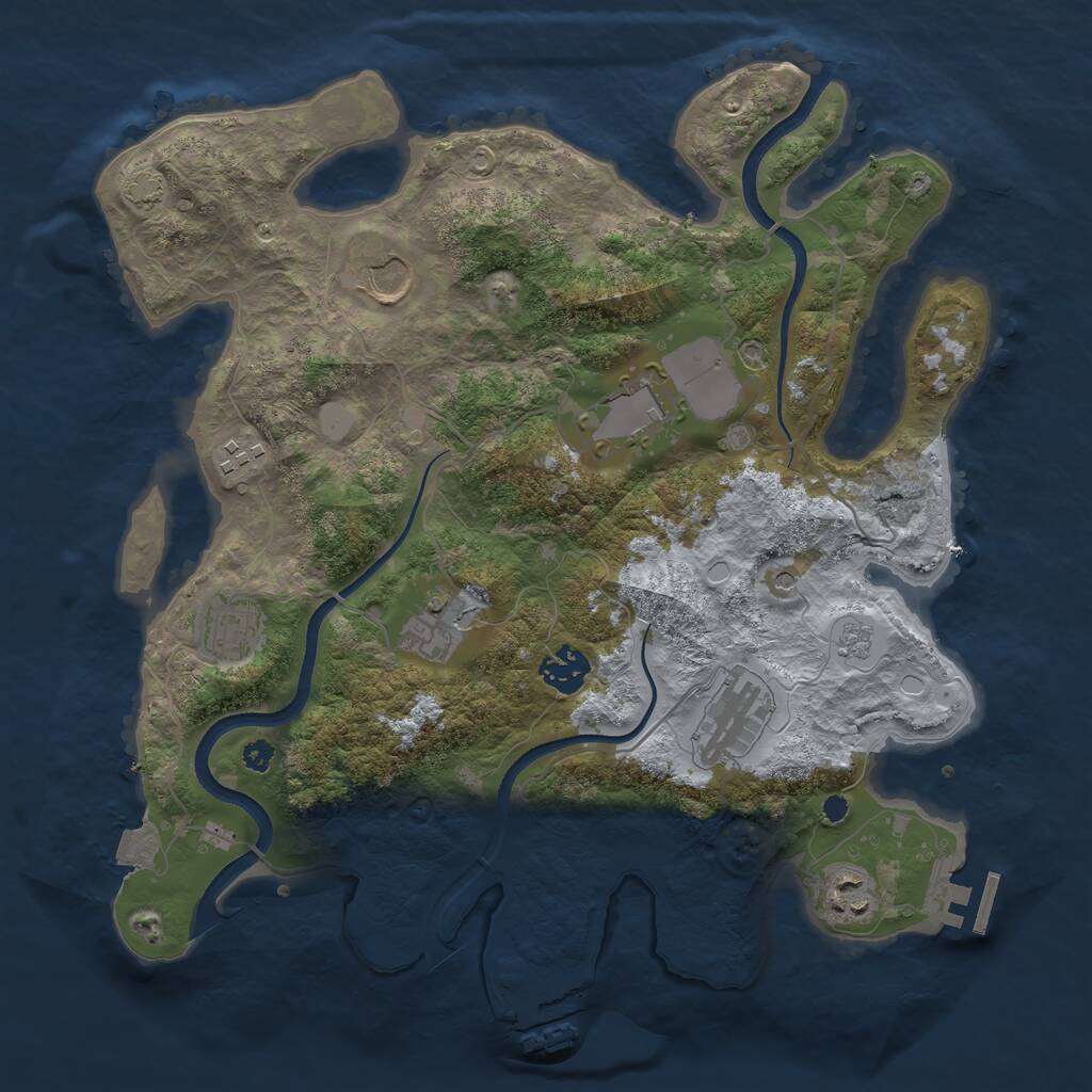 Rust Map: Procedural Map, Size: 3500, Seed: 423450, 14 Monuments