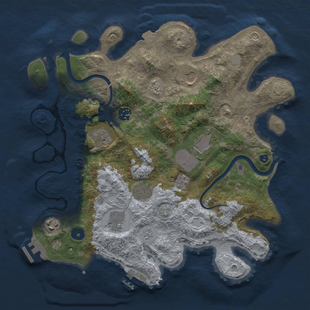 Rust Map: Procedural Map, Size: 3500, Seed: 1866957083, 14 Monuments