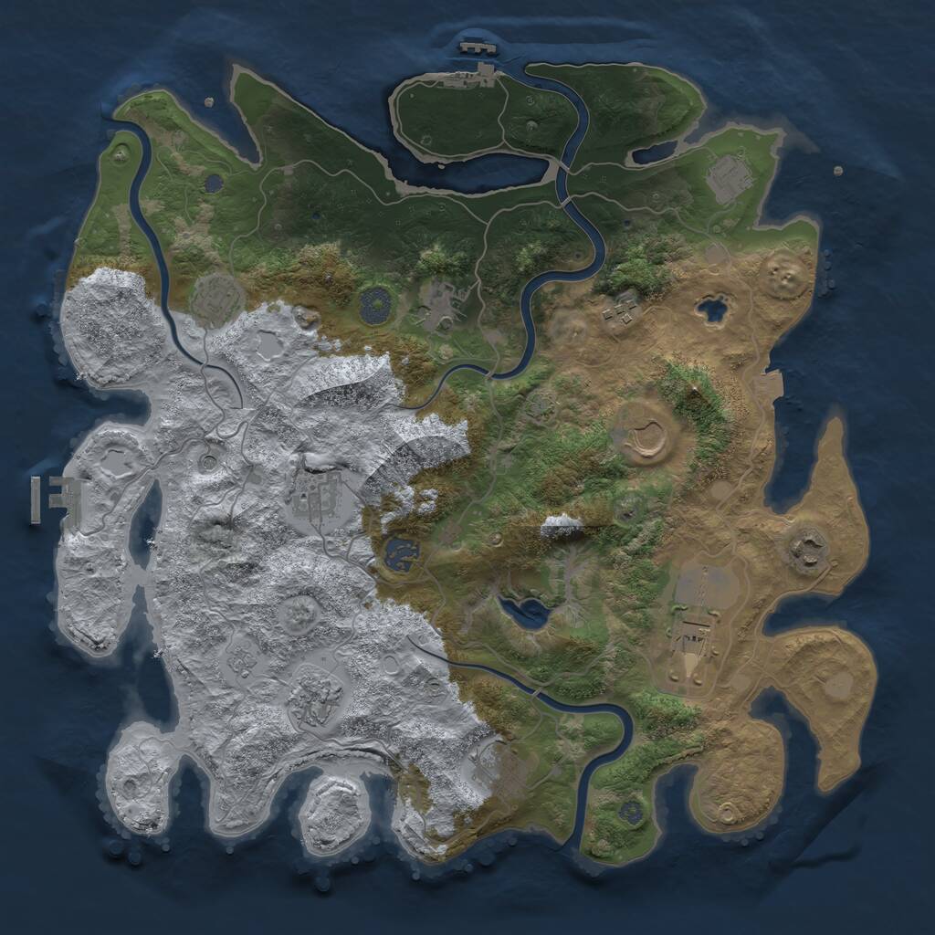 Rust Map: Procedural Map, Size: 4000, Seed: 1443856400, 18 Monuments